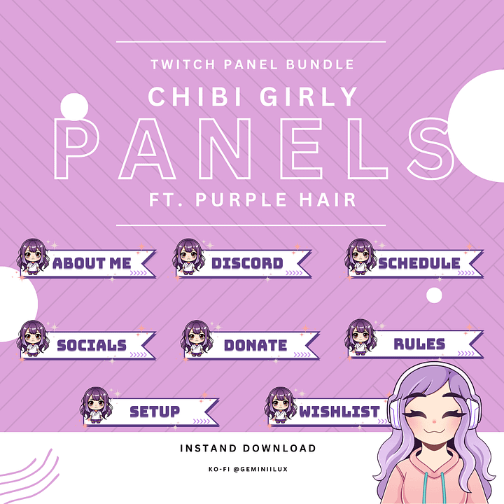cute chibi girly purple hair product image (1)
