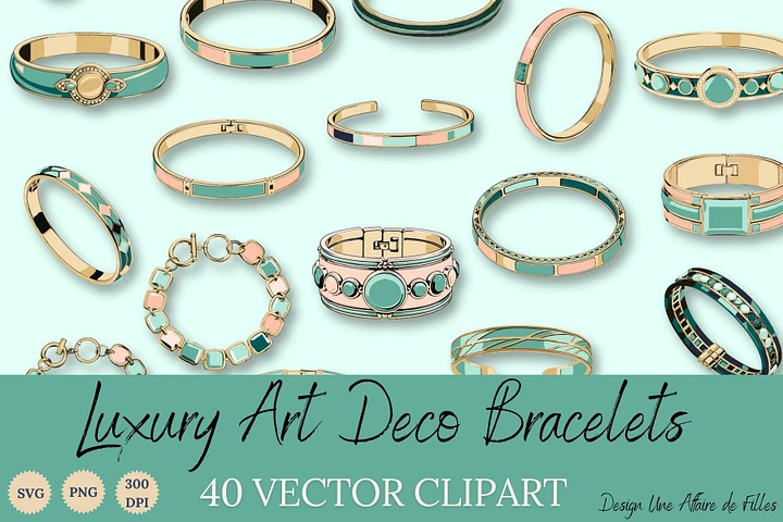 ART DECO BRACELETS - 40 VECTOR CLIPART product image (1)