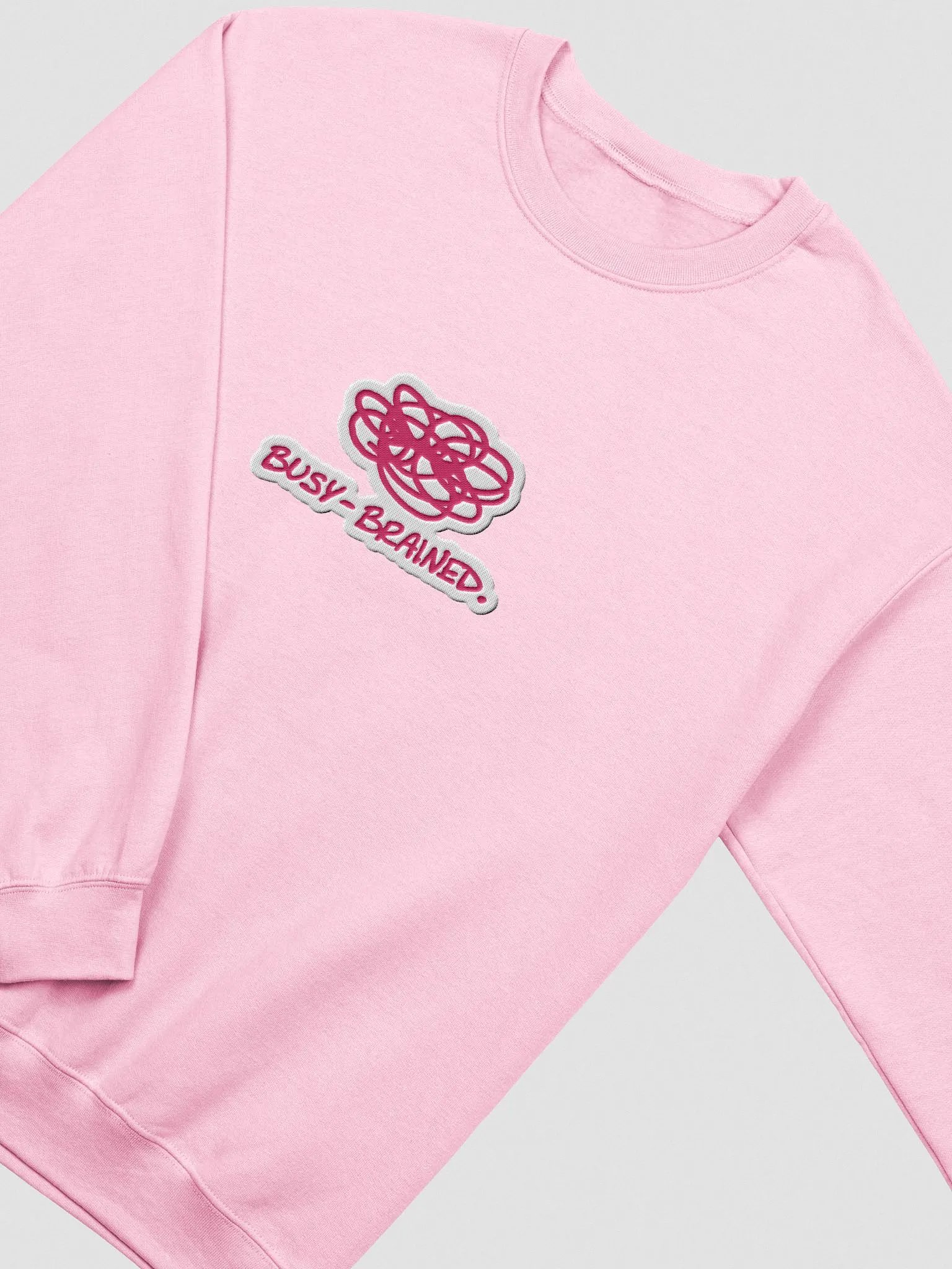 BUSY-BRAINED. (lg. pink bubble design) embroidered crewneck product image (15)
