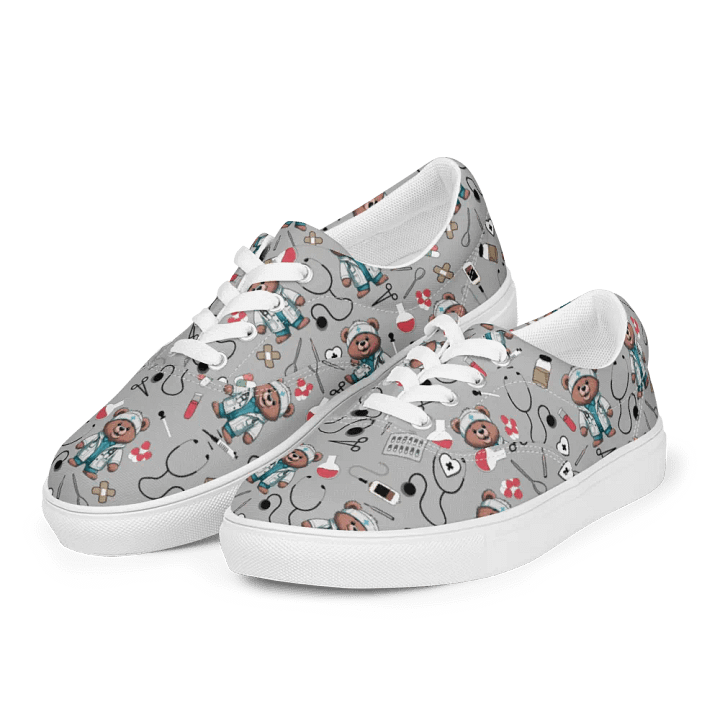 Cute Medical Bears Lace-up Canvas Shoes (Grey) product image (1)