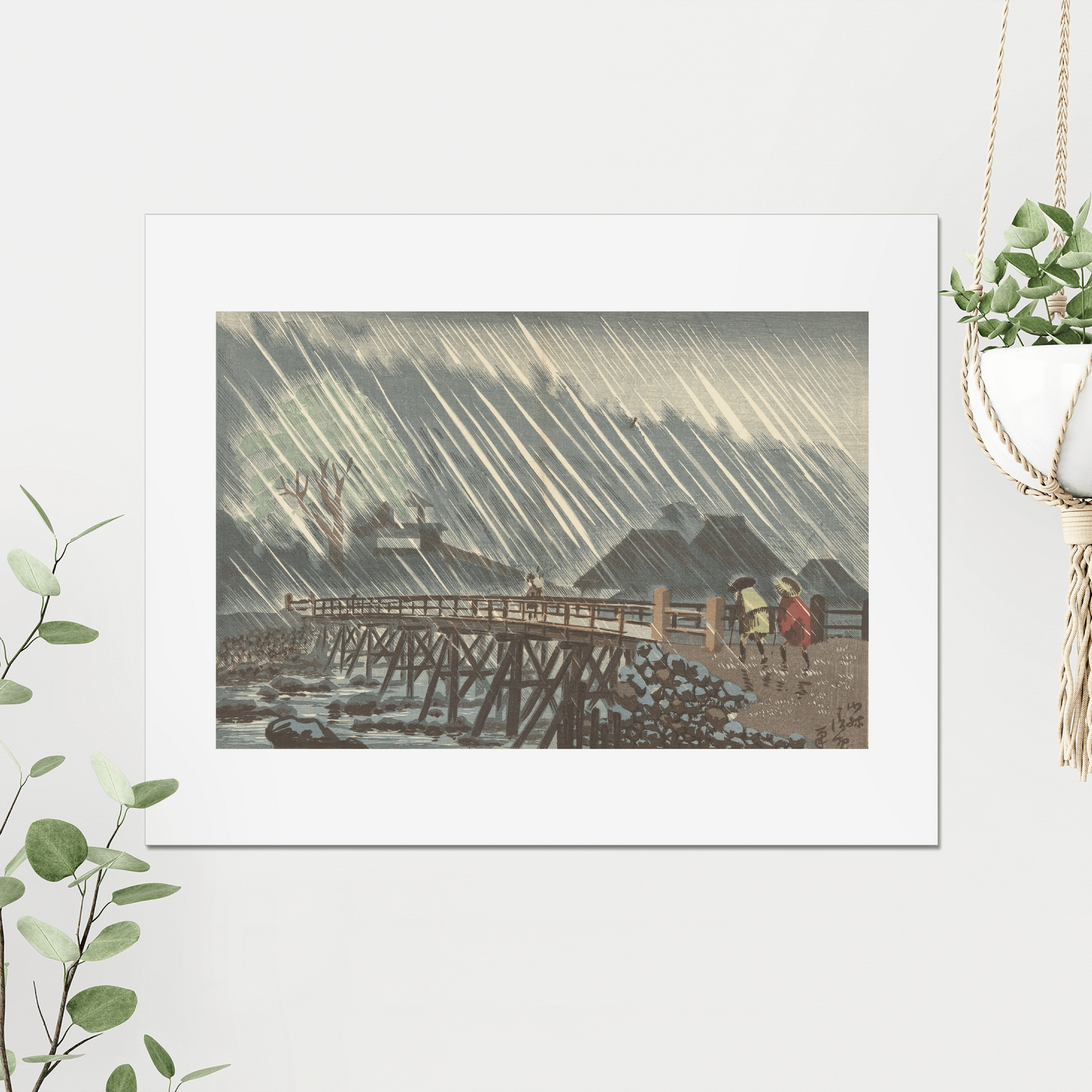 Rain at Mitsueda Bridge in Hakone - Kobayashi Kiyochika product image (3)