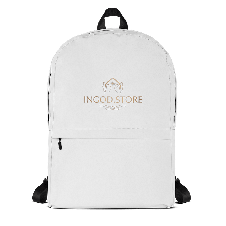 INGOD.STORE "Journey in Faith" Backpack - White Christian Daypack with Inside Pocket, Versatile Scripture-Inspired Bag for School, Travel & Church product image (1)