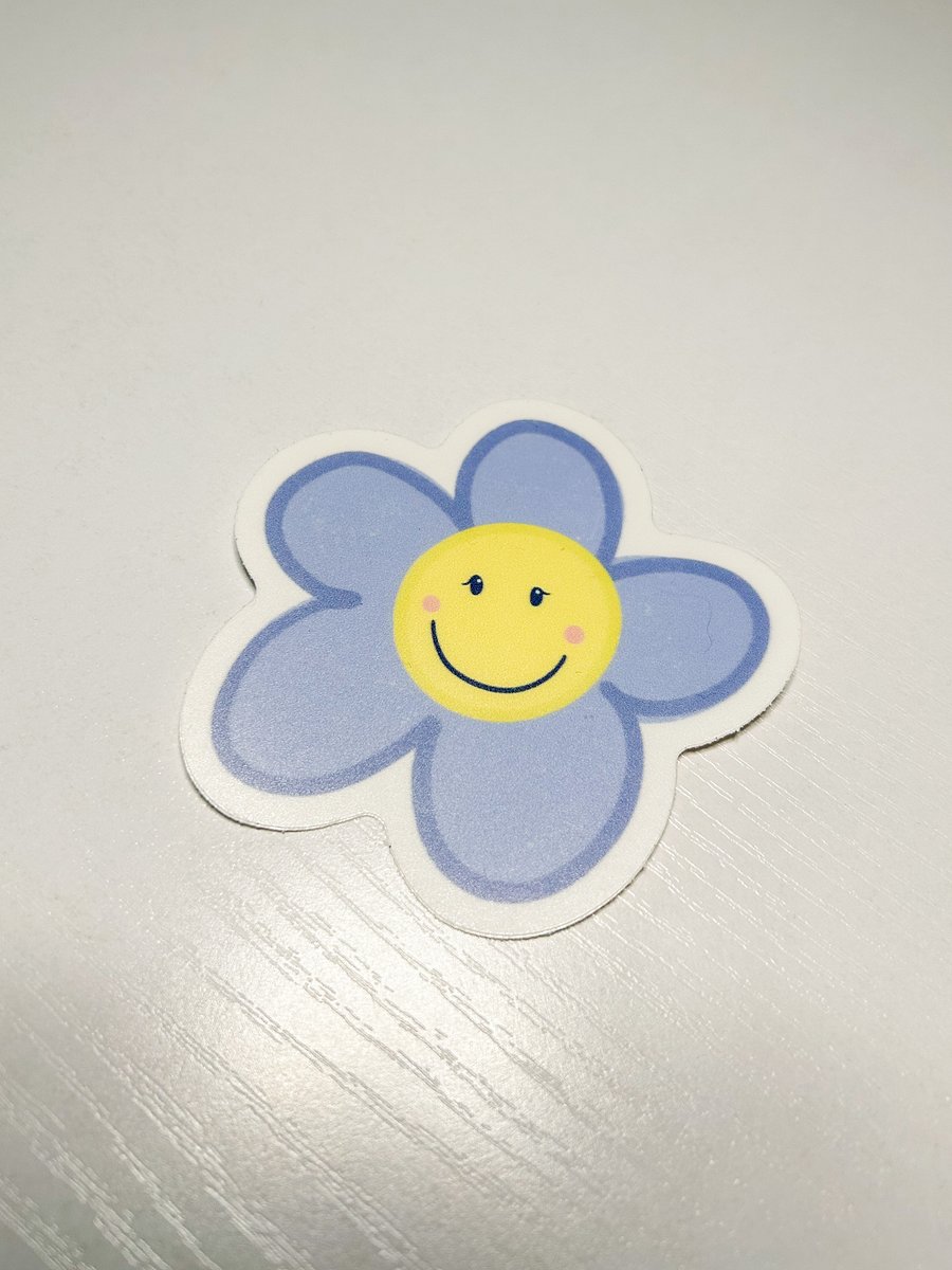Blue Smiley Flower Sticker product image (1)