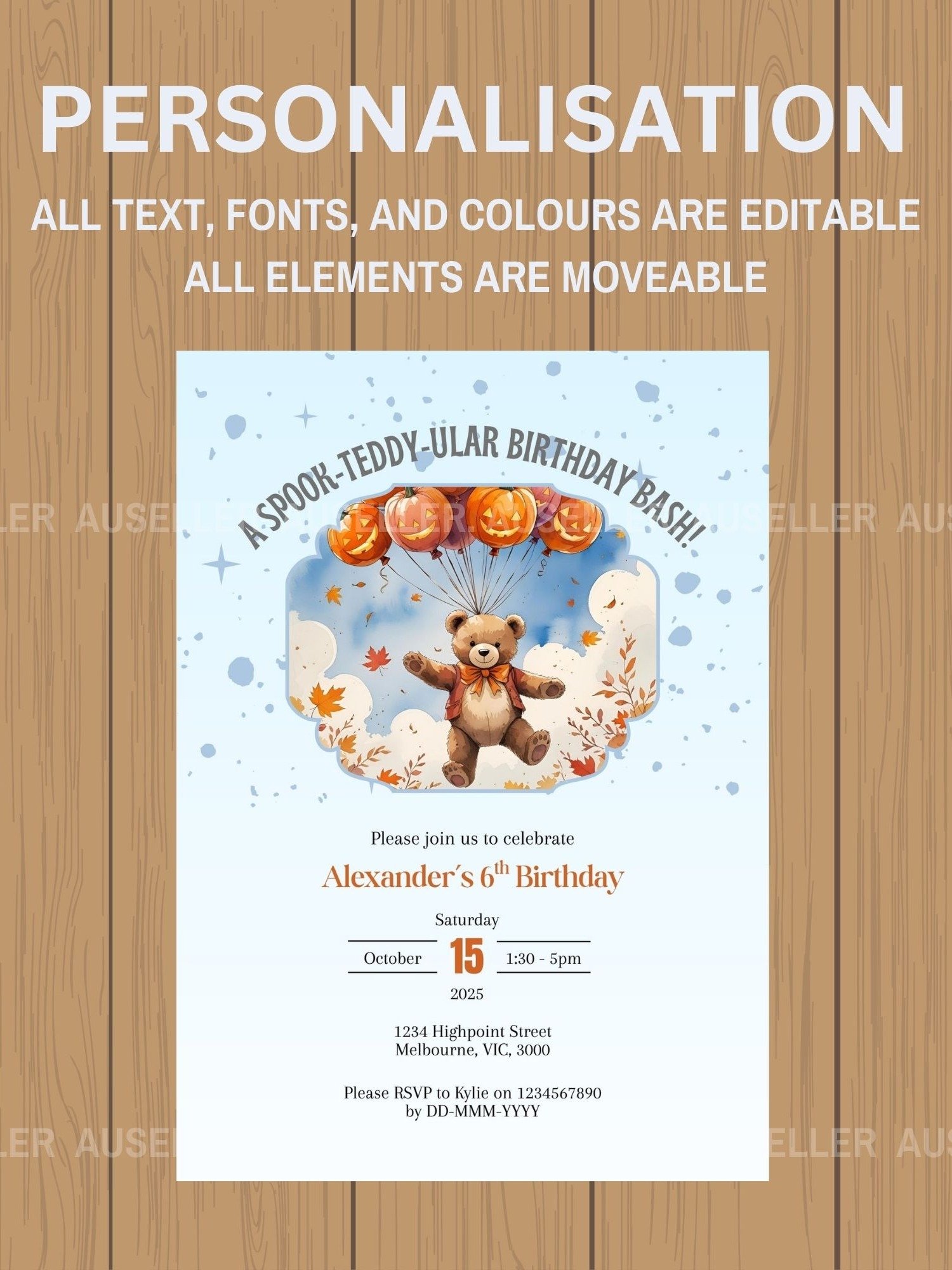 A Spook Teddy-ular Birthday Invitation product image (5)
