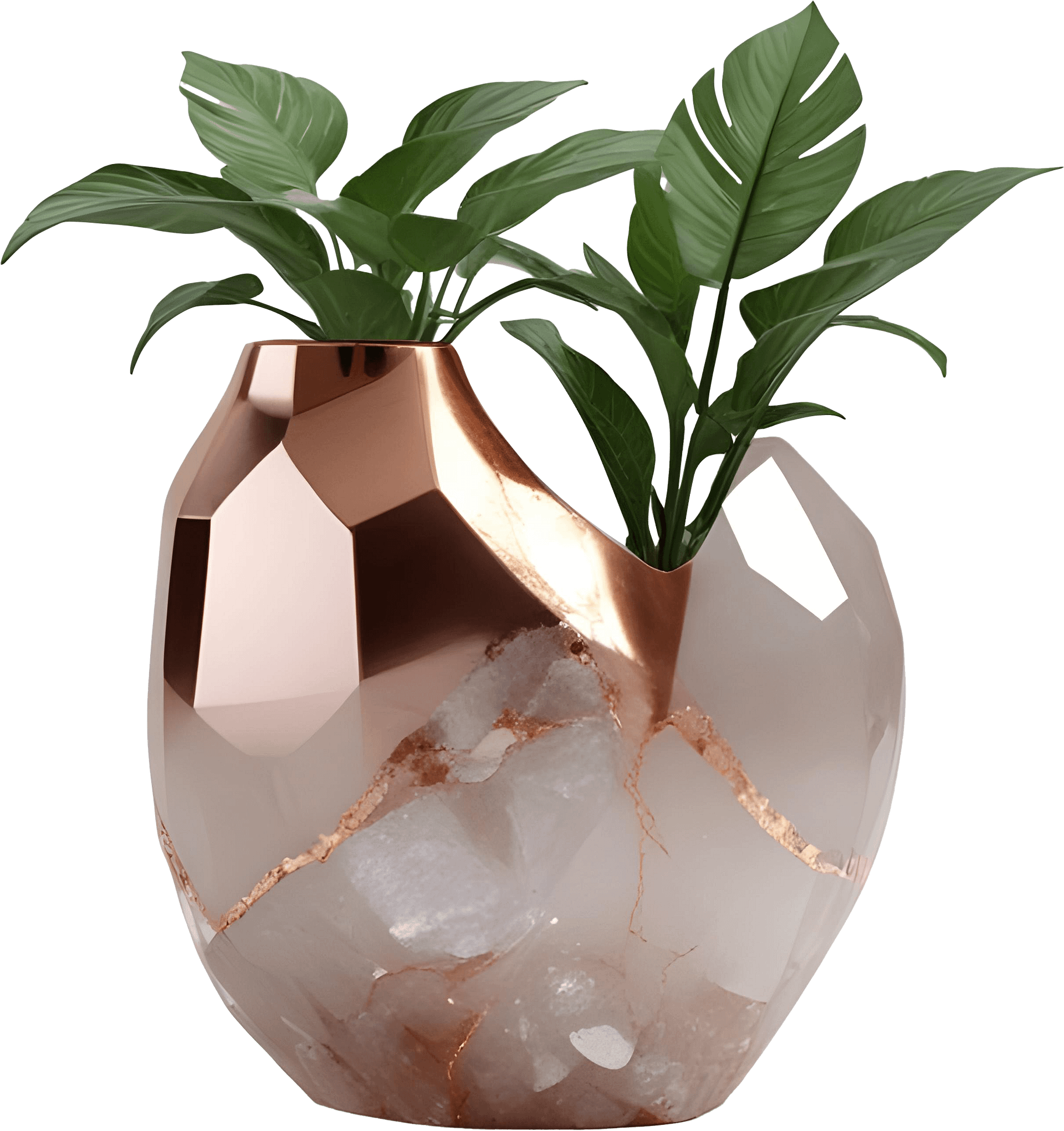Glamour Organique – vase quart & bronze, PNG product image (1)