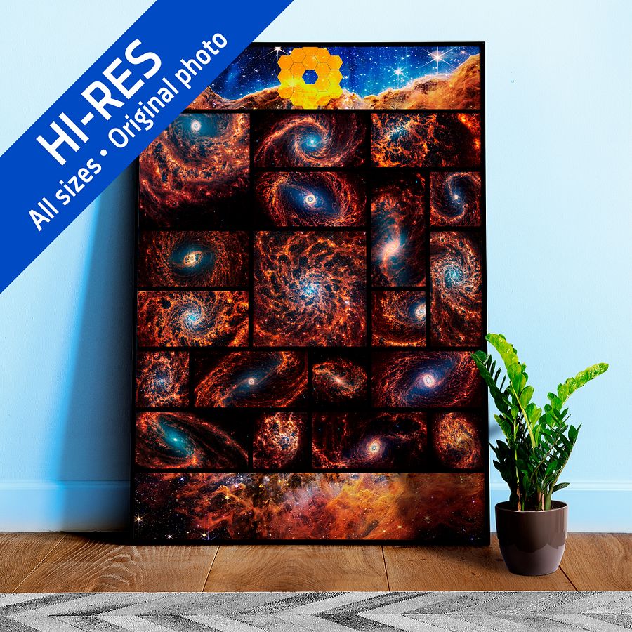 19 Spiral Galaxies + Cosmic Cliffs, Carina Nebula (James Webb/JWST) — space poster product image (25)