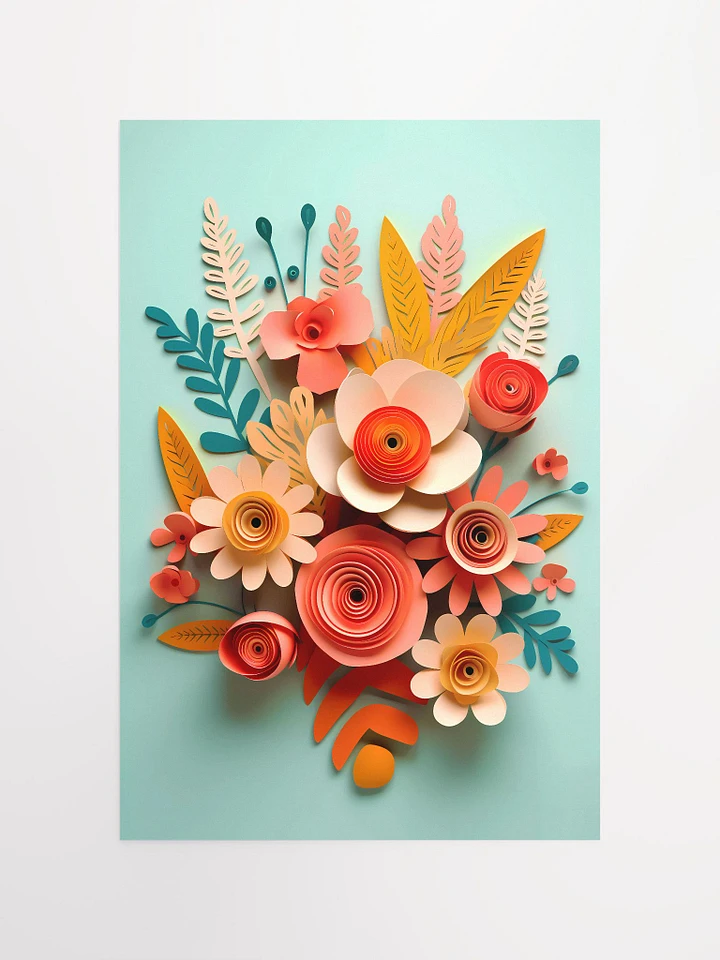 Autumnal Hues Paper Art Bouquet: Handcrafted Flower Wall Art Matte Poster product image (2)