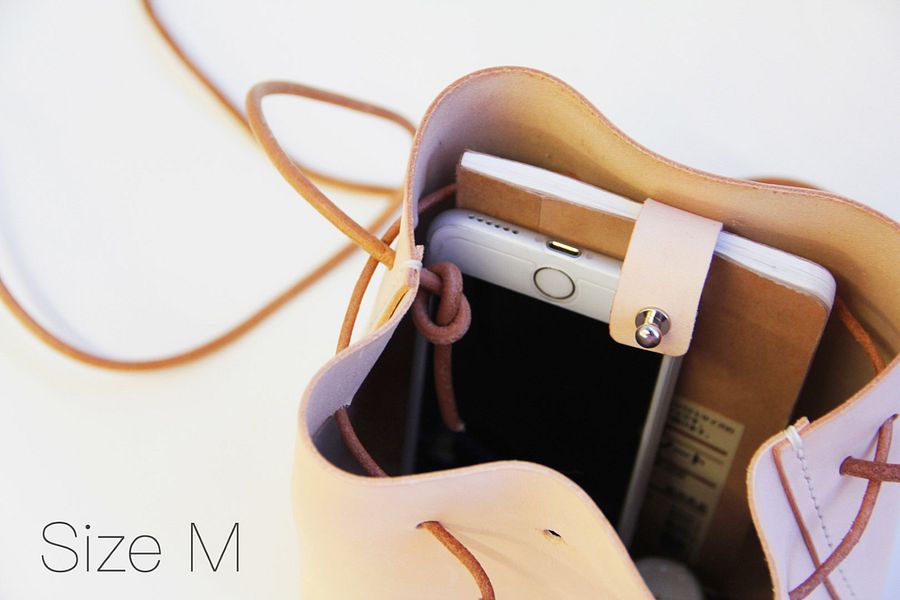 Leather Drawstring Bucket Bag product image (7)