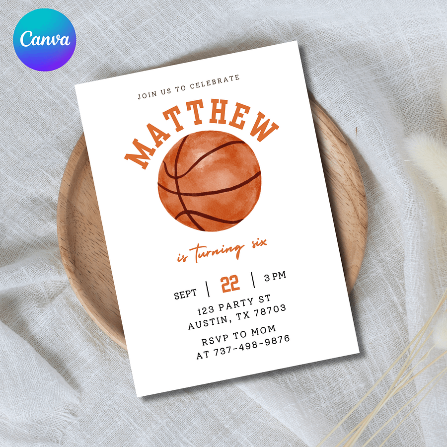 Basketball Birthday Invitation Template – Canva Editable Sports Birthday Invite product image (1)