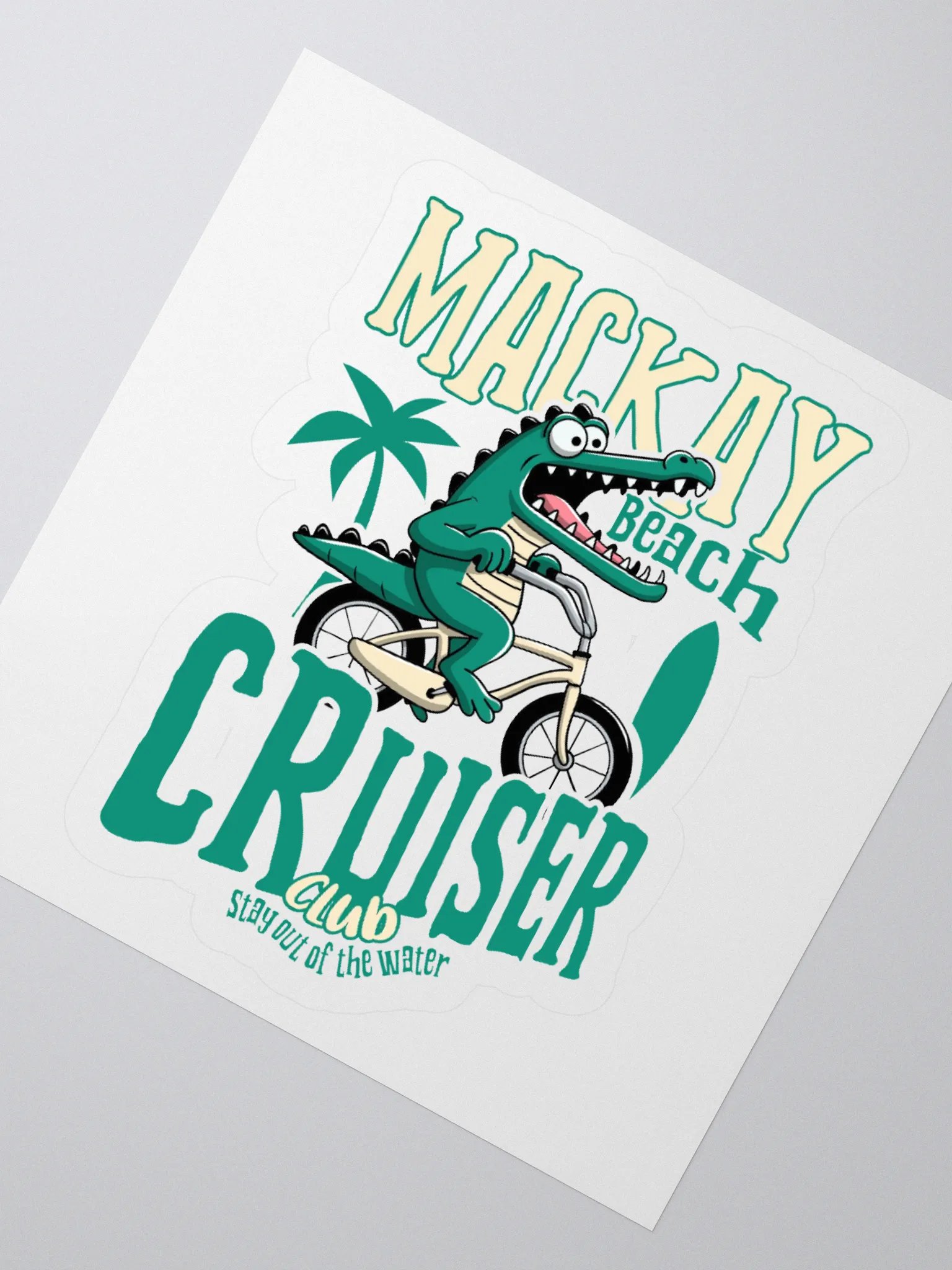 Mackay Beach Cruiser Crocodile Sticker – Funny Bicycle Sticker | Mackay Beach Vibes product image (2)