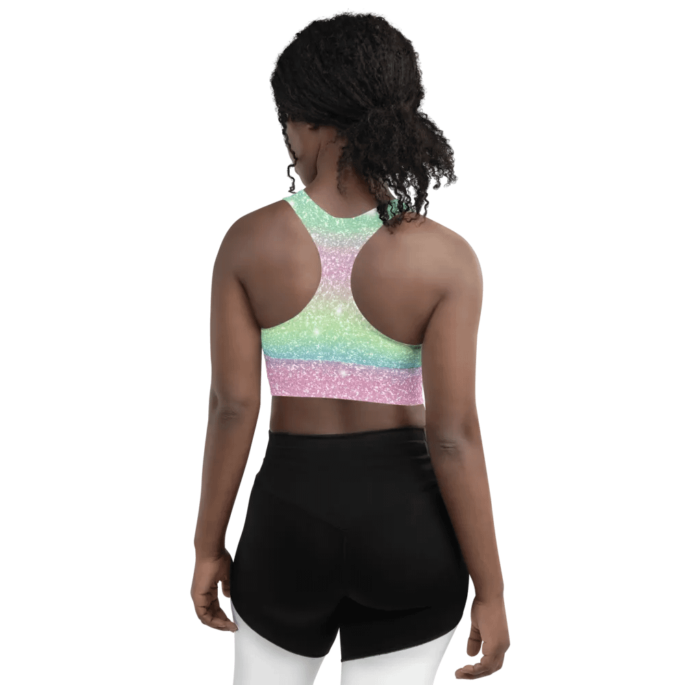 Glitter Unicorn Texture Design Longline Sports Bra - 8 product image (5)