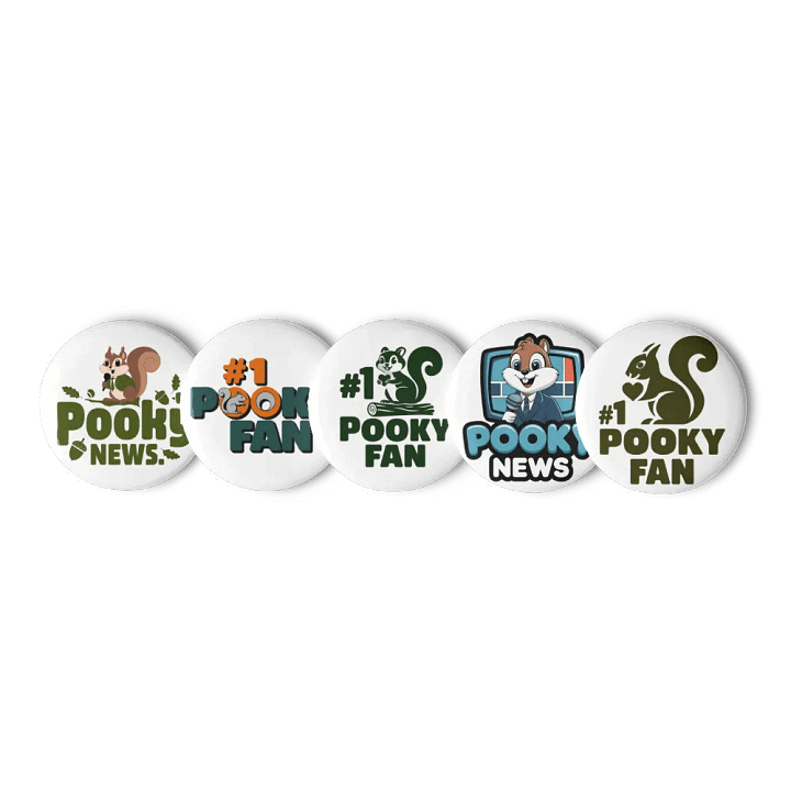 Original Pooky Artwork Buttons: Set of Five -R product image (1)