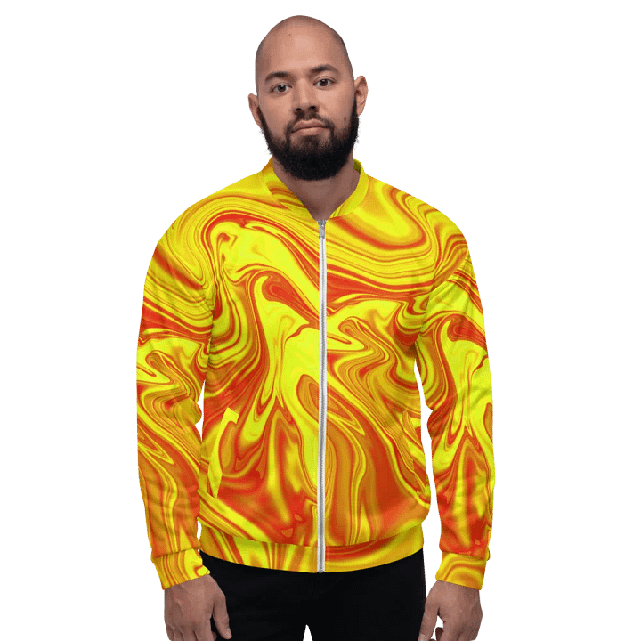 Unisex Bomber Jacket - Yellow and Red Digital Fluid Art product image (2)
