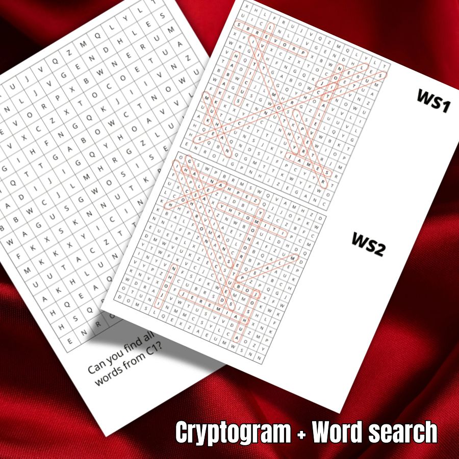 Cryptogram and wordsearch | Books of the bible cryptograms and word search. Printable bible games product image (3)
