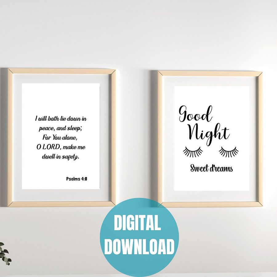 Psalms 4:8 & Good Night Printable Wall Art product image (3)
