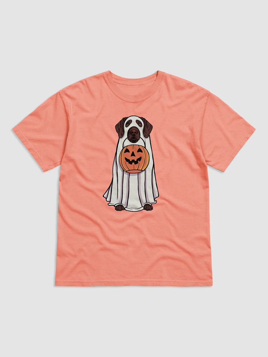 Funny Halloween German Shorthaired Pointer T-Shirt | Funny GSP Wearing a Ghost Costume and Holding a Pumpkin Basket product image (22)