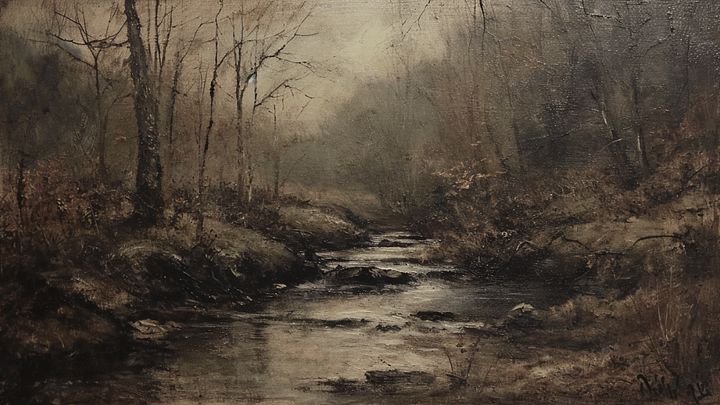 Vintage Moody Forest Painting - No Frame, Digital Download product image (1)