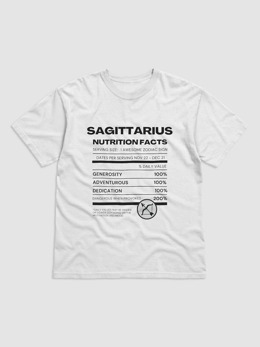 Sagittarius Nutrition Facts T-Shirt (Black Writing) product image (13)