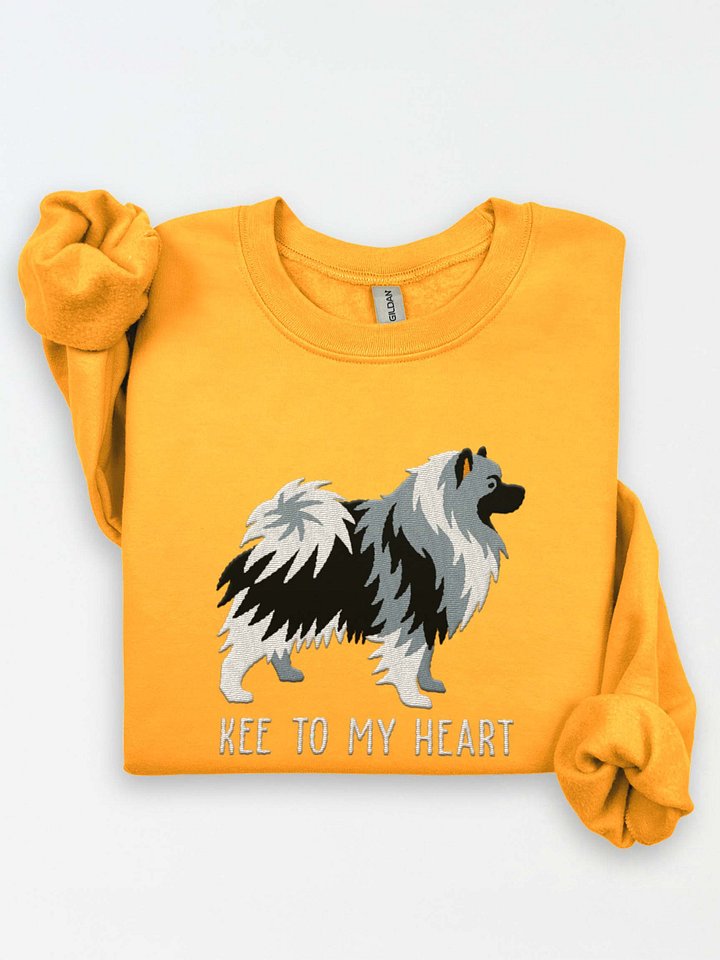 Kee to My Heart Sweatshirt (Embroidered) of a Keeshond(Black & White) product image (1)