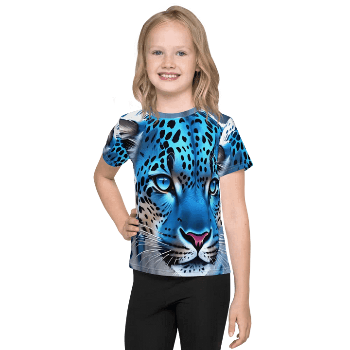 Electric Blue Leopard Kids T-Shirt product image (1)