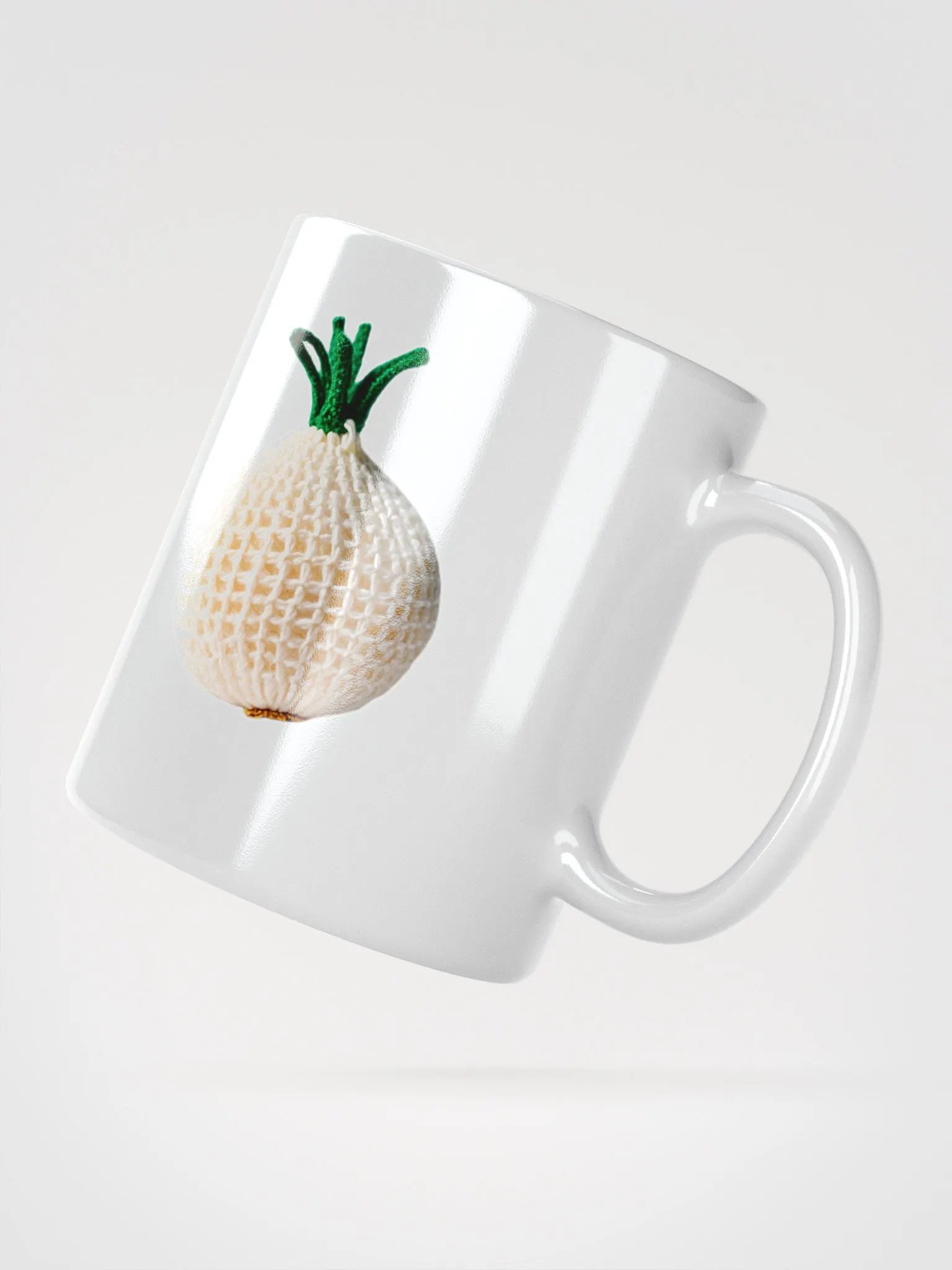 CozyAvocado White Glossy Mug Crochet Onion #1 product image (2)