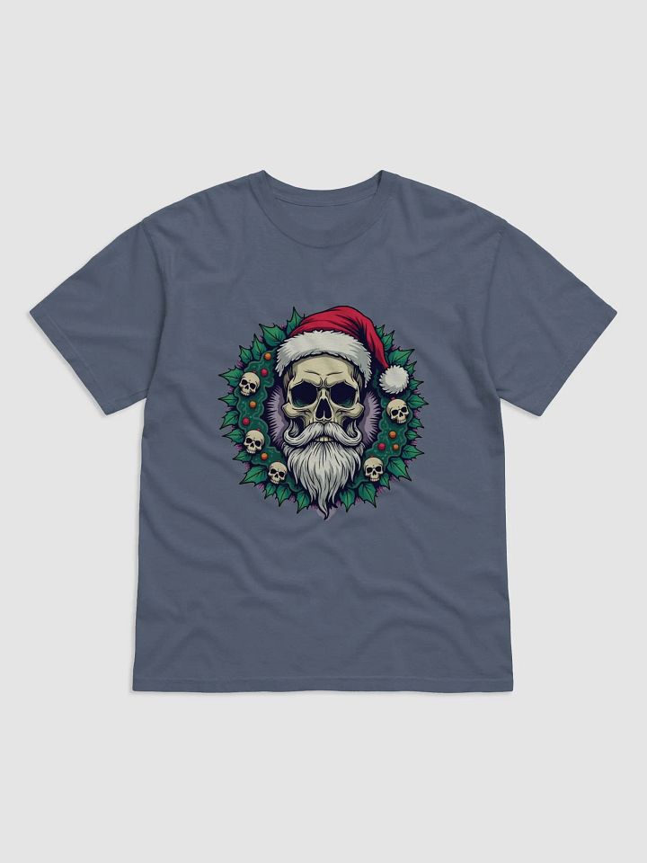 DARK SCARY BAD SANTA SKULL HOLLY XMAS T-SHIRT product image (1)