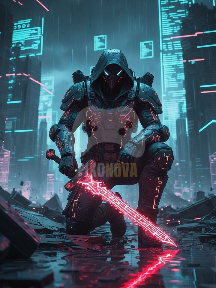 Final Respawn Protocol – Vertical Cyberpunk Artwork (4 Versions, PNG & PDF, 896x1344 px) product image (2)