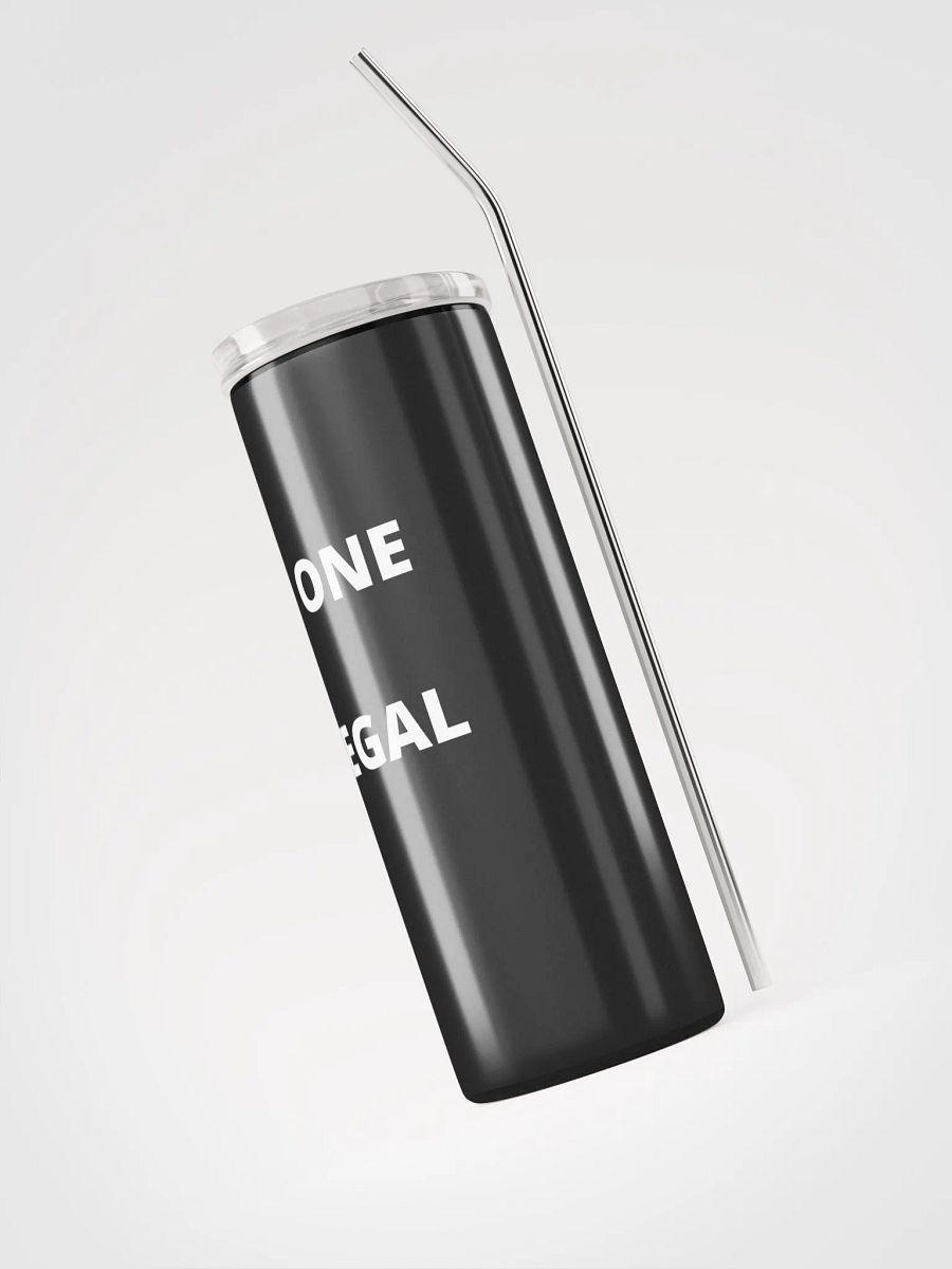 Pris - No One Is Illegal - (Black) Stainless Steel Tumbler With Metal Straw product image (3)