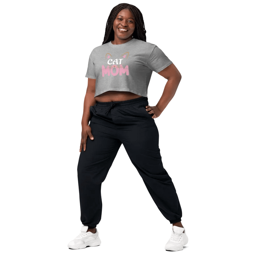 Whiskered Cat Mom Crop Top product image (10)