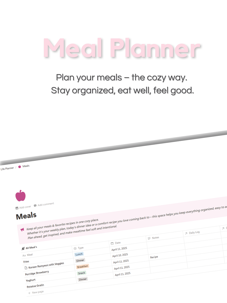 All-in-One Life Planner Template for Notion – Daily Planner, Tasks, Habits & Meal Tracker product image (8)