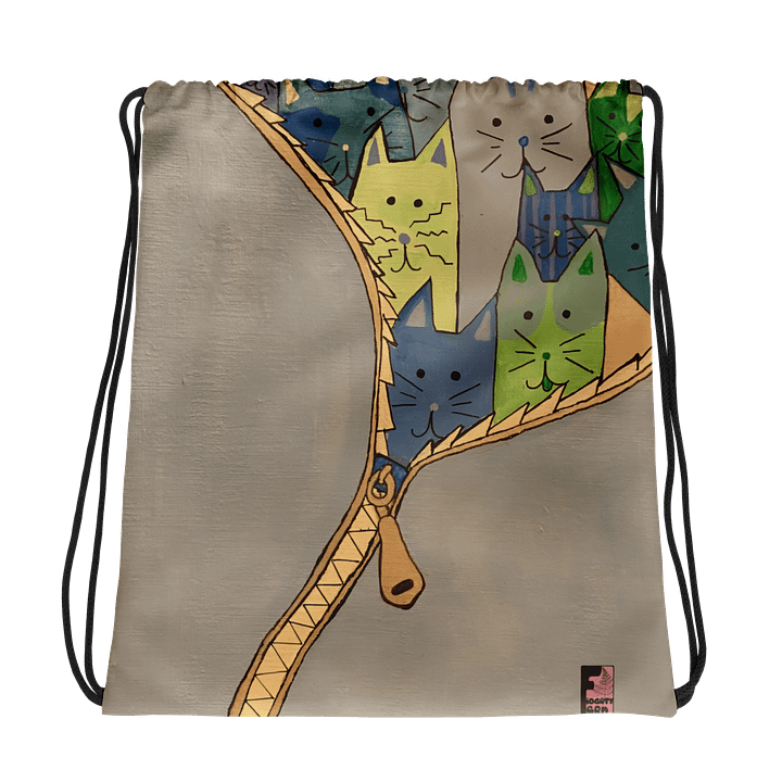 "Unleash The Cats" Drawstring Bag (Grey) product image (1)