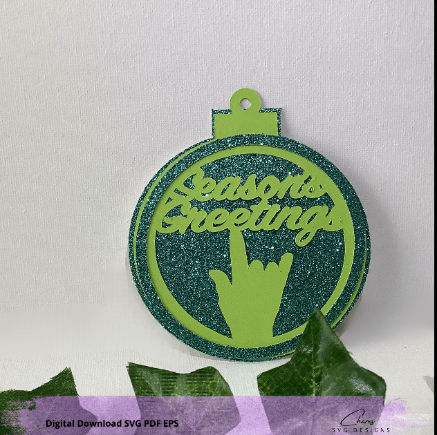 Layered I Love You in ASL Holiday Ornaments SVG Bundle product image (3)