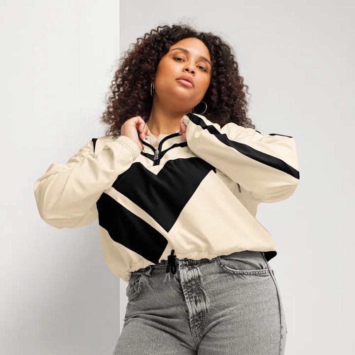 Black Stripes Crop Hoodie Windbreaker product image (2)