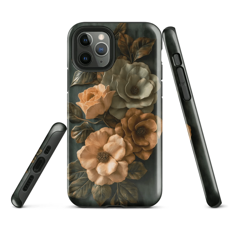Olive Green & Beige Flowers - Tough Phone Case product image (1)