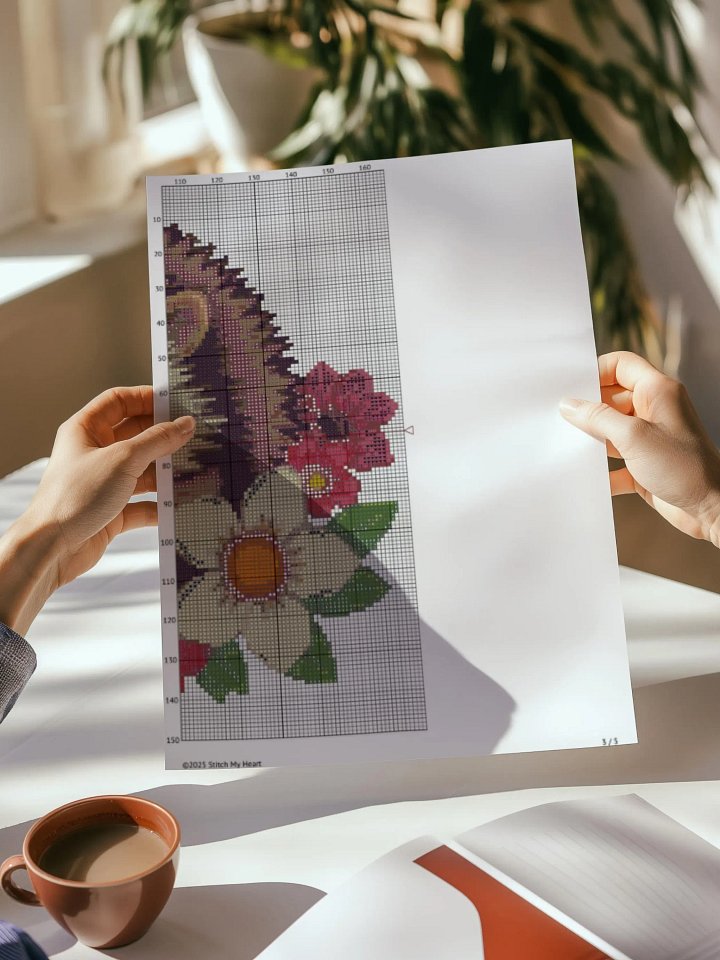 Floral Hedgehog Cross Stitch Pattern product image (2)
