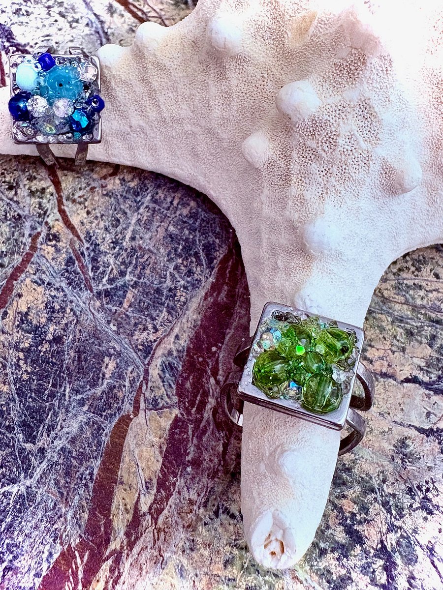 MFD-00230 | Radiant Tidepool | Adjustable Ring | Double-Band Stainless Steel | Handmade Coastal Charm Jewelry by Monique Faella Designs™ product image (11)