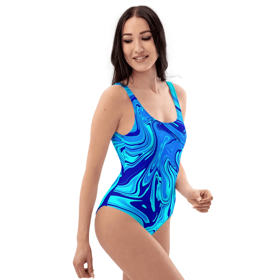 Swim Suit - Light and Dark Blue Digital Fluid Art product image (6)