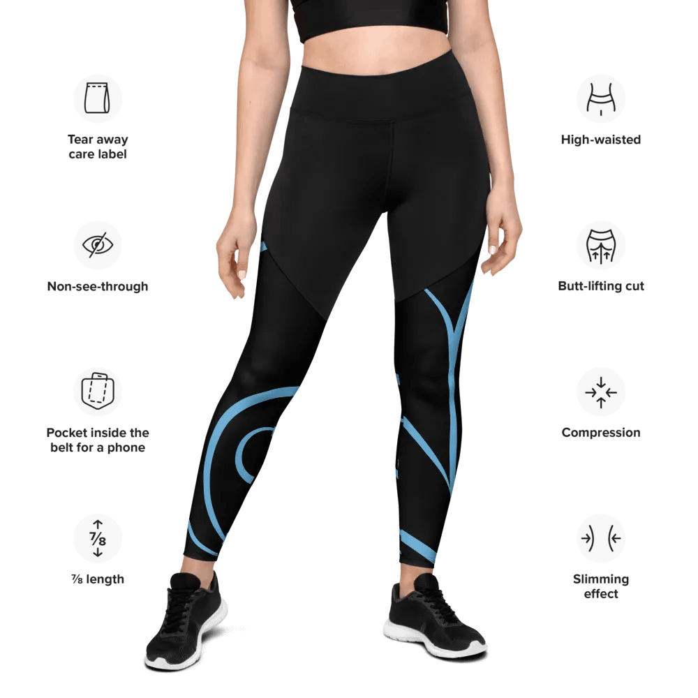 Flowing Blue Flourish All-Over Print Sports Leggings product image (2)