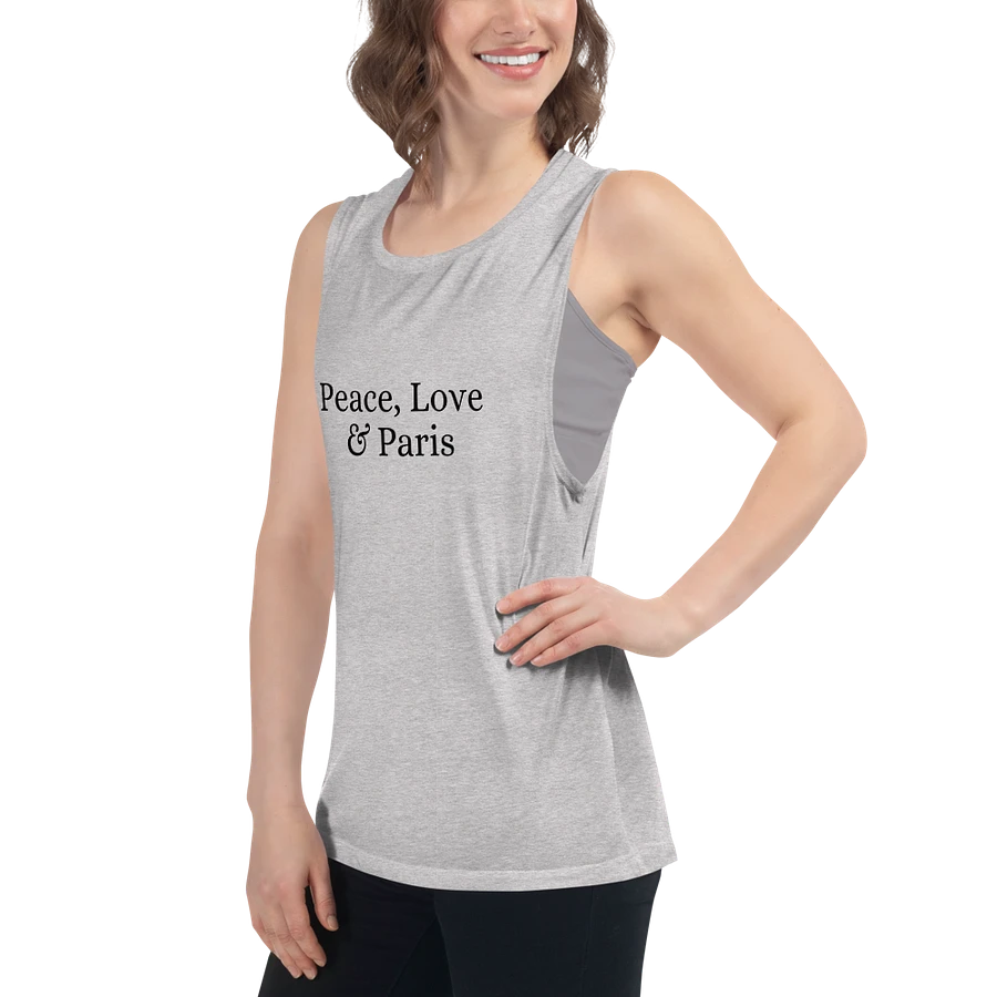 Peace, Love and Paris Women's Flowy Muscle Tank | Black Ink product image (38)