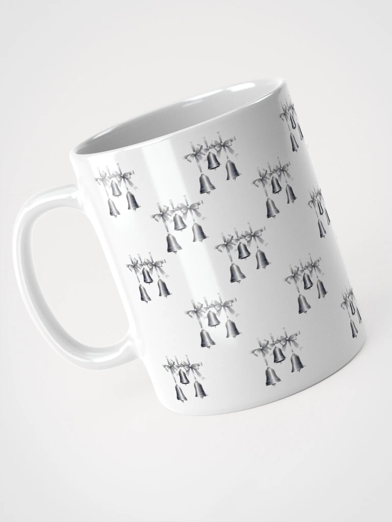 Silver Sleigh Bells Pattern Design White Mug product image (9)