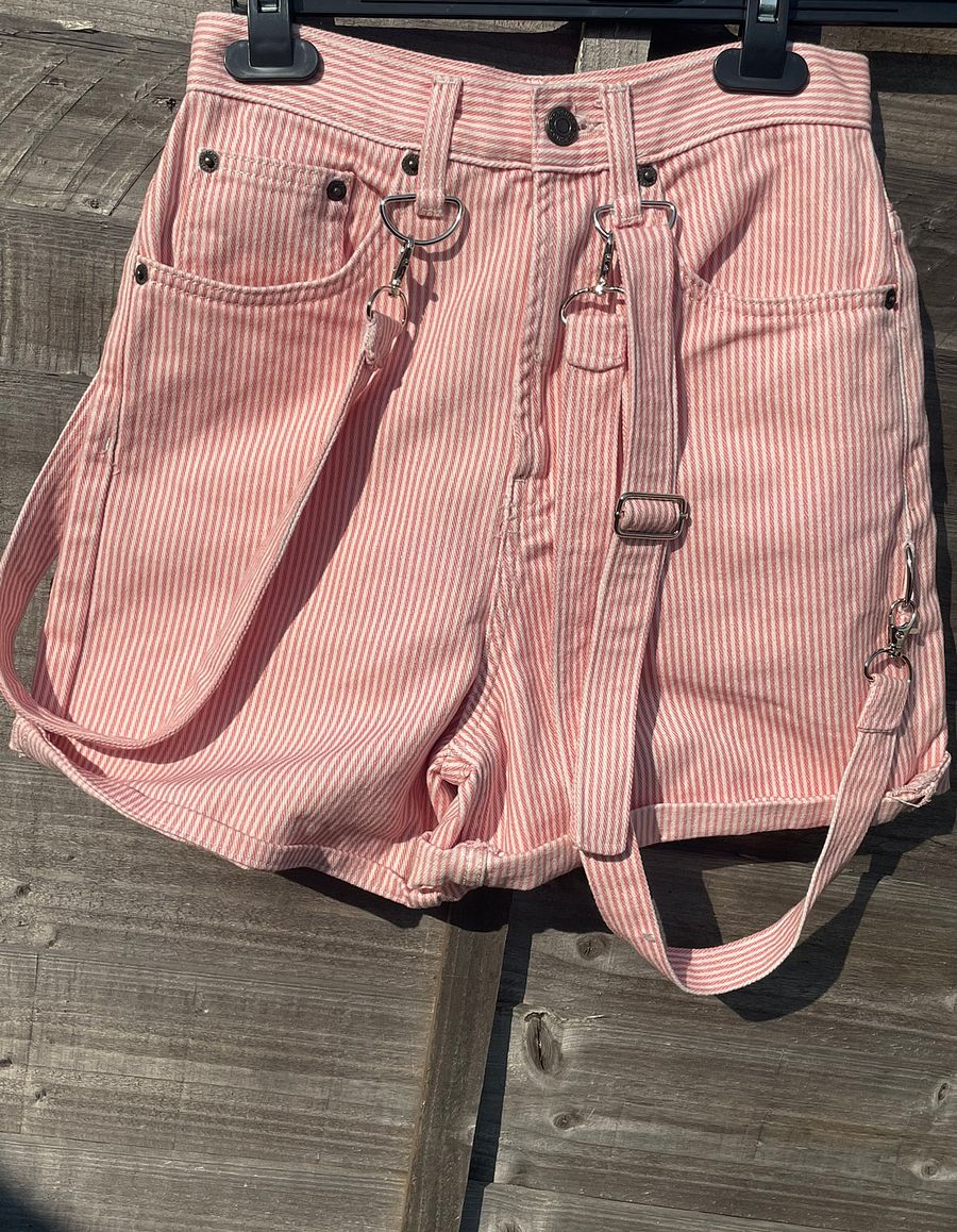 pink pinstripe shorts product image (1)