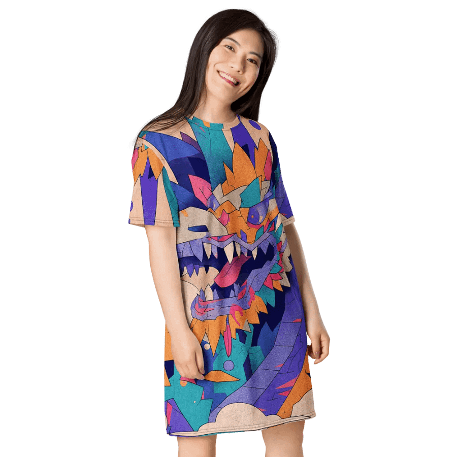 Geometric Dragon All-Over T-Shirt Dress product image (4)