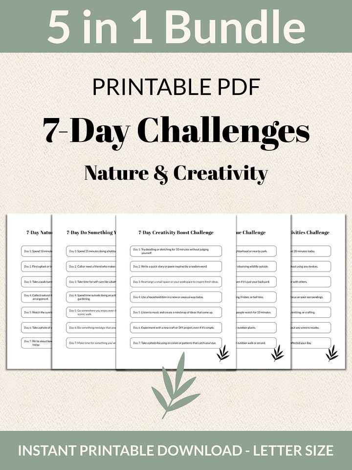 Nature & Creativity Bundle 7-Day Challenges Printable product image (1)