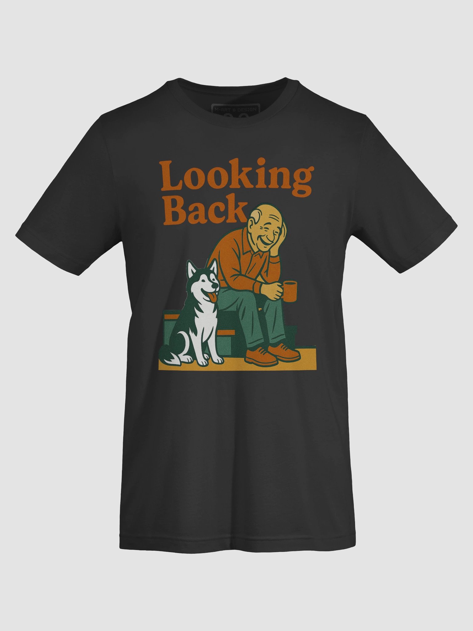 Looking Back, Moving Forward - Retro T-Shirt with Husky Friend product image (50)