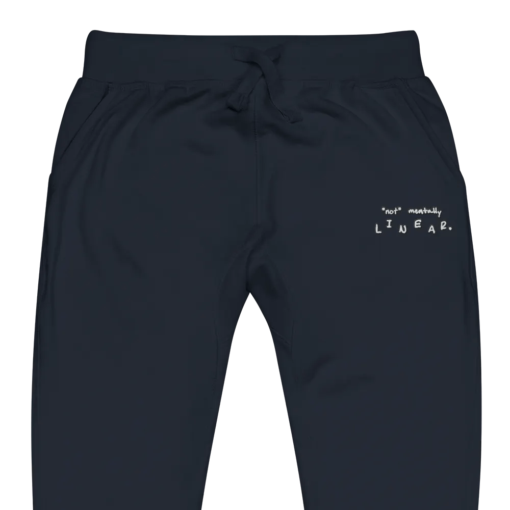 *not* mentally linear (lined design) embroidered fleece sweatpants product image (11)