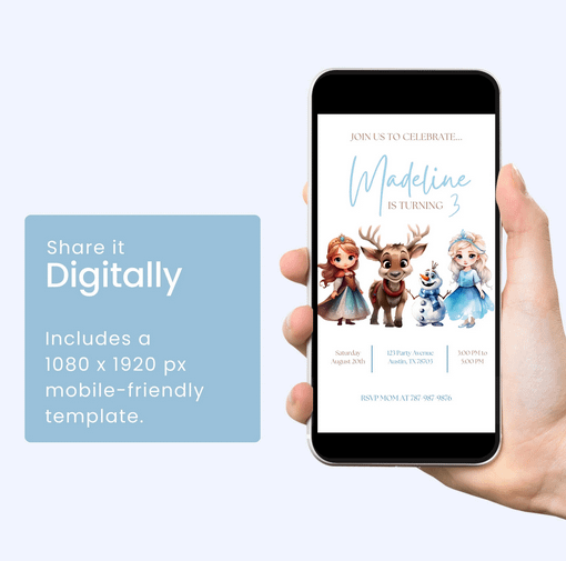 Frozen Birthday Invitation | Ice Princess Party | Editable Canva Template | Frozen Theme | Instant Download | DIY Birthday Invite product image (2)