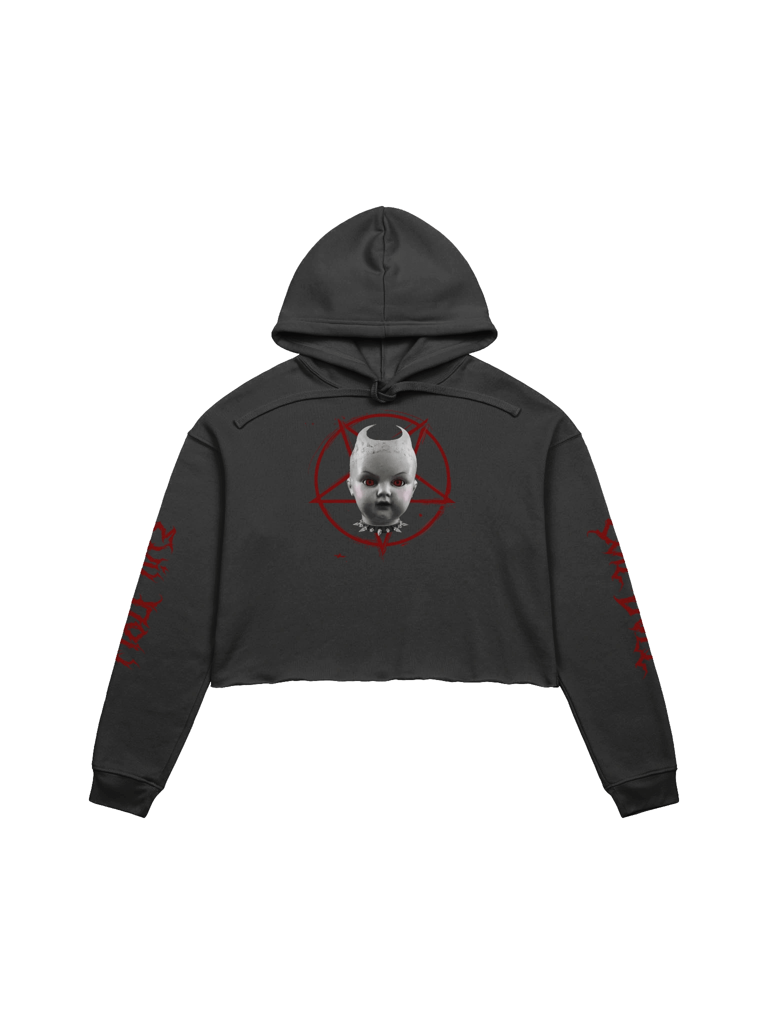 EVIL DOLL FLEECE CROP HOODIE product image (1)