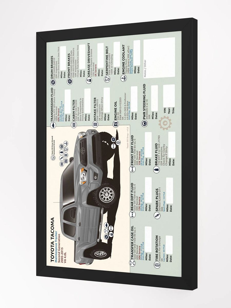 2nd GEN MAINTENANCE TRACKER V1.0 - Silver (FRAMED) product image (3)