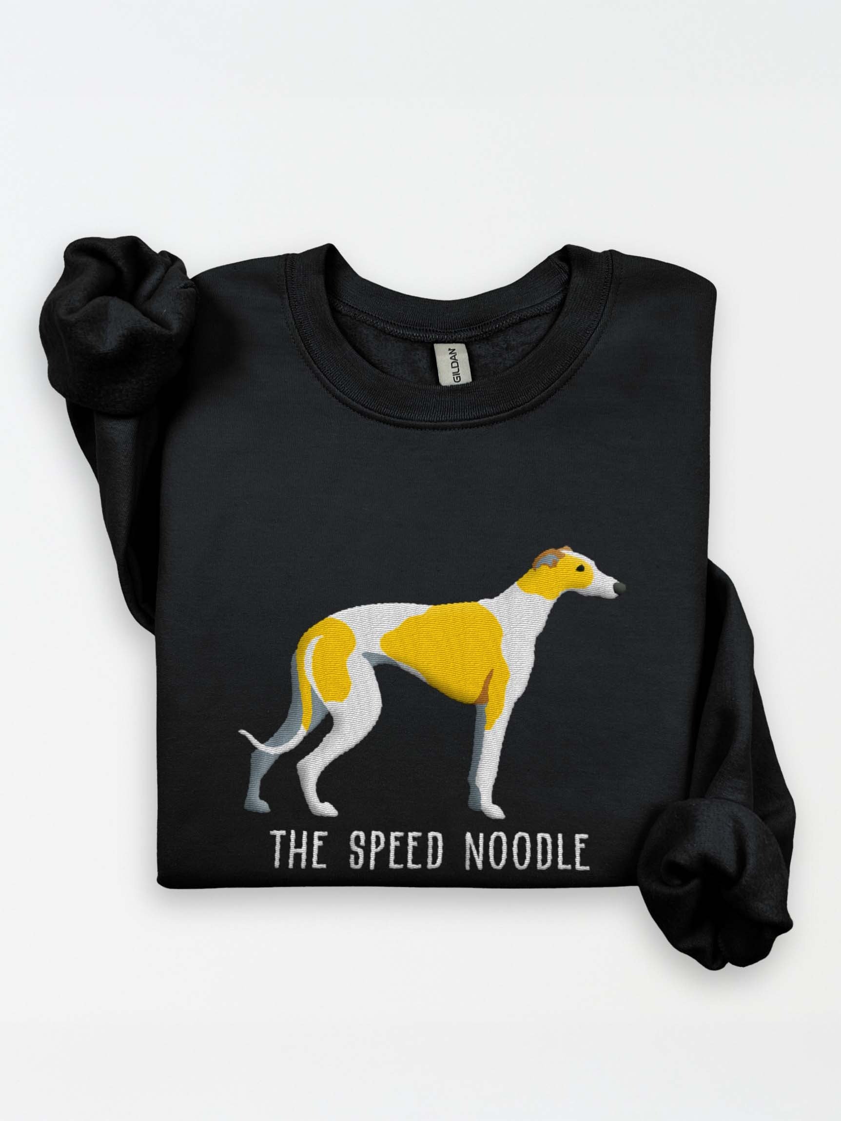 The Speed Noodle Sweatshirt (Embroidered) of an English Greyhound(Lemon) product image (1)