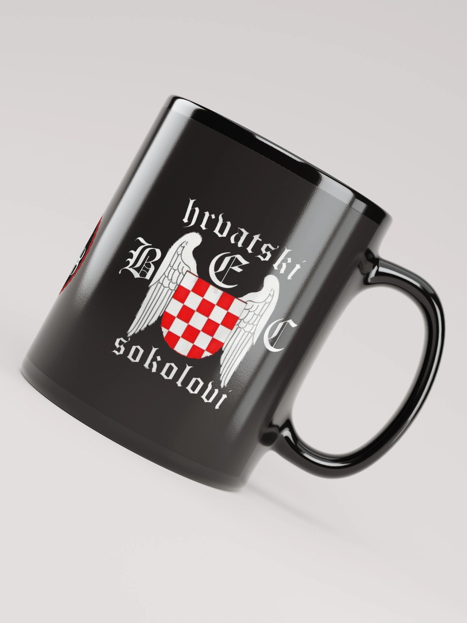 Sleek Black Glossy Mug hrvatski sokolovi product image (4)